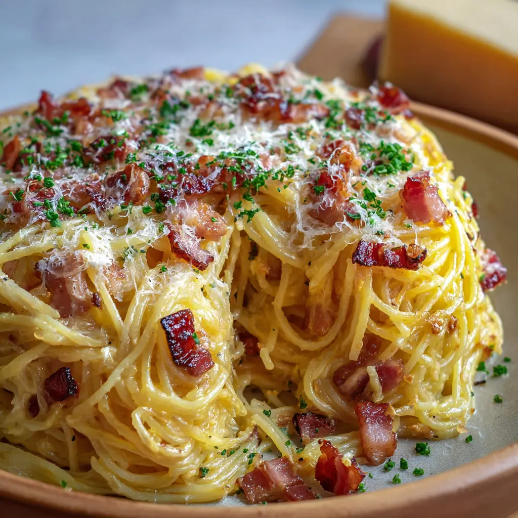 Cake de spaghettis façon carbonara