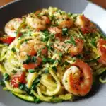 Spaghetti de courgettes aux crevettes ultra léger