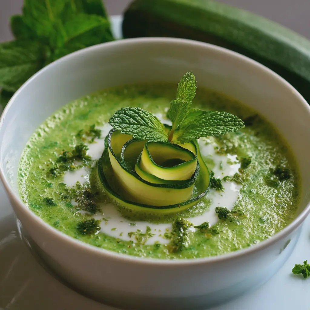 Velouté froid de courgettes à la menthe
