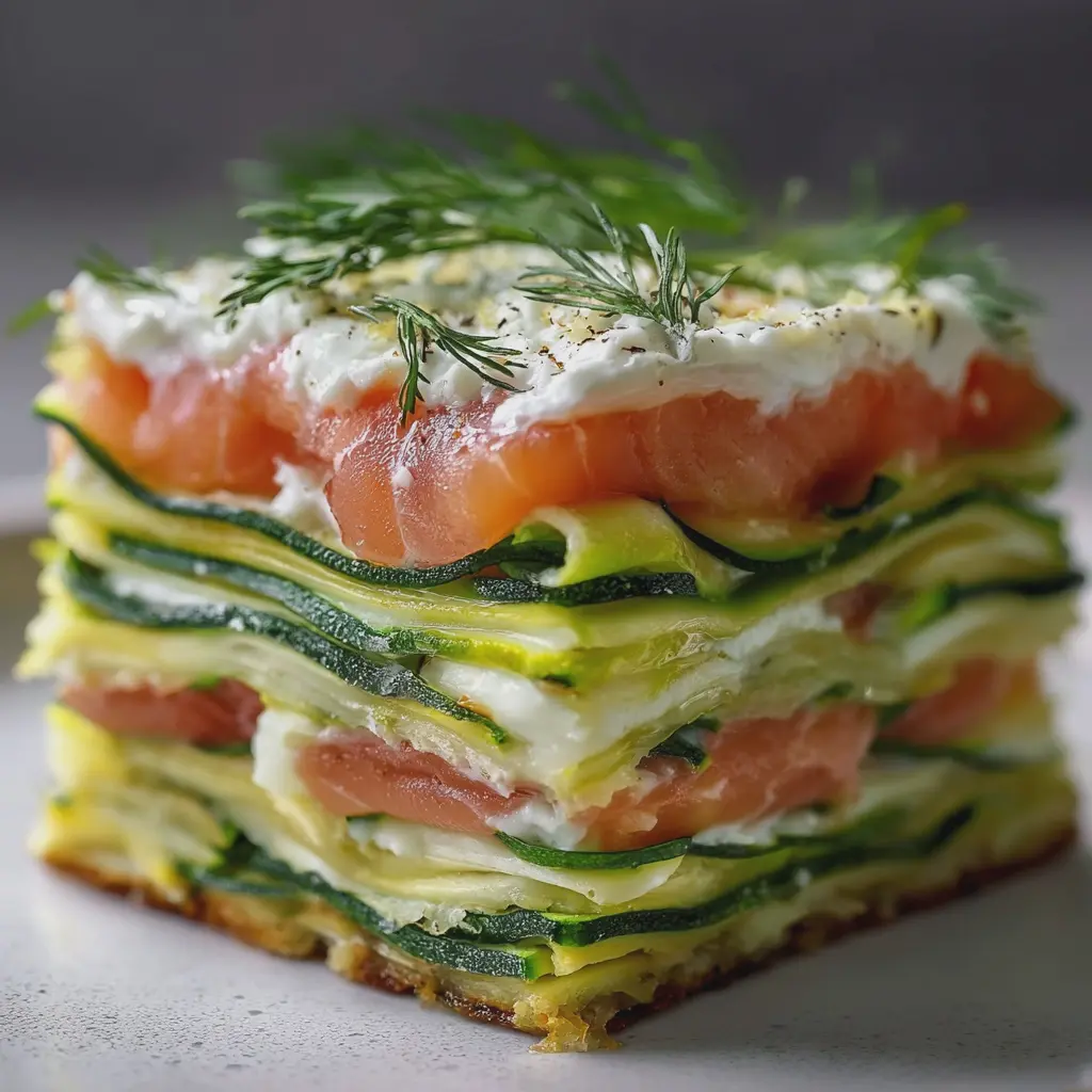 Millefeuille de Courgette au Skyr et Saumon