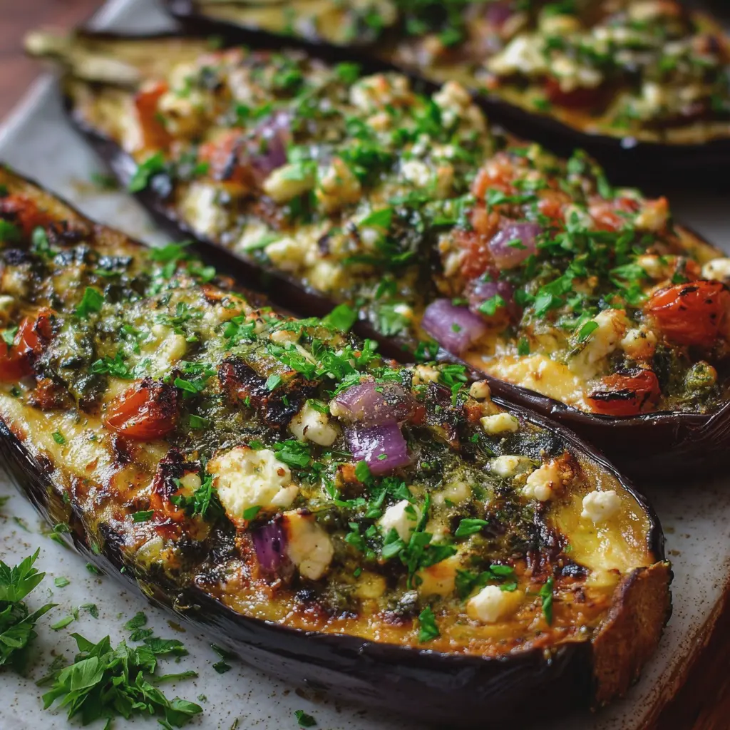 Aubergines Farcies à la Grecque