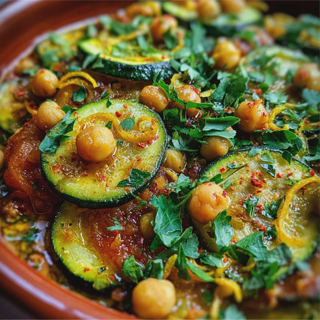 Tajine de Courgettes aux Pois Chiches et Citron Confit