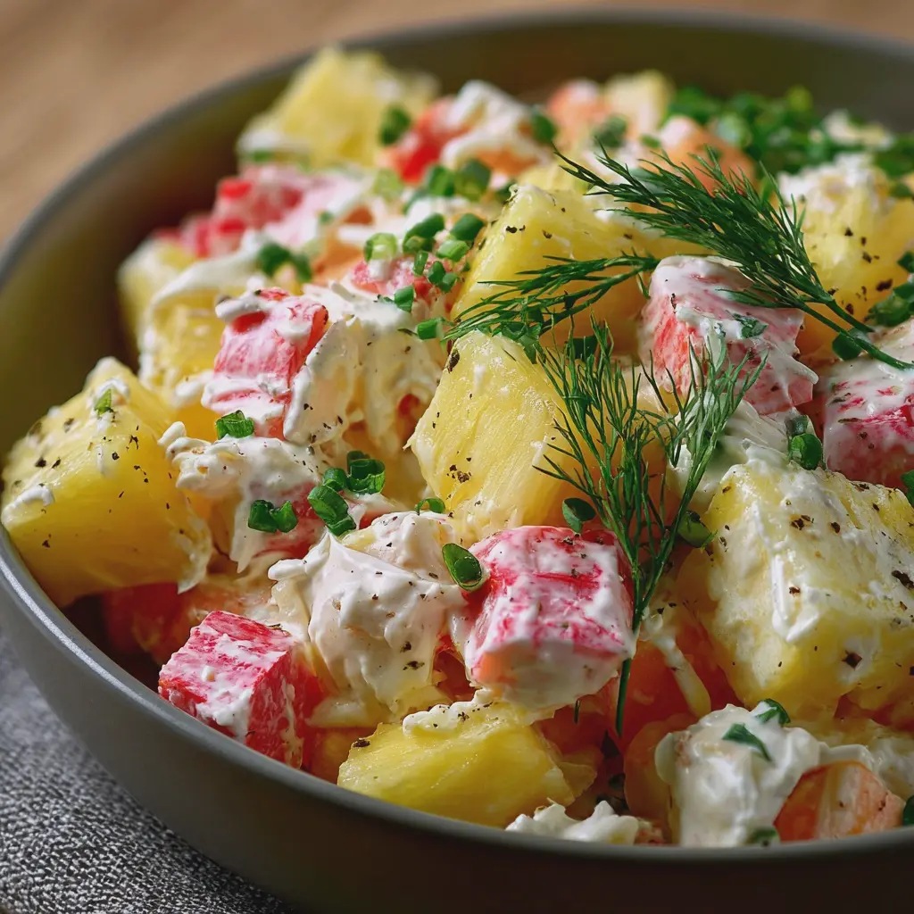 Salade Alaska crémeuse au surimi et ananas