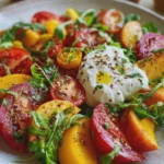 Salade Estivale Tomates Burrata Pêches