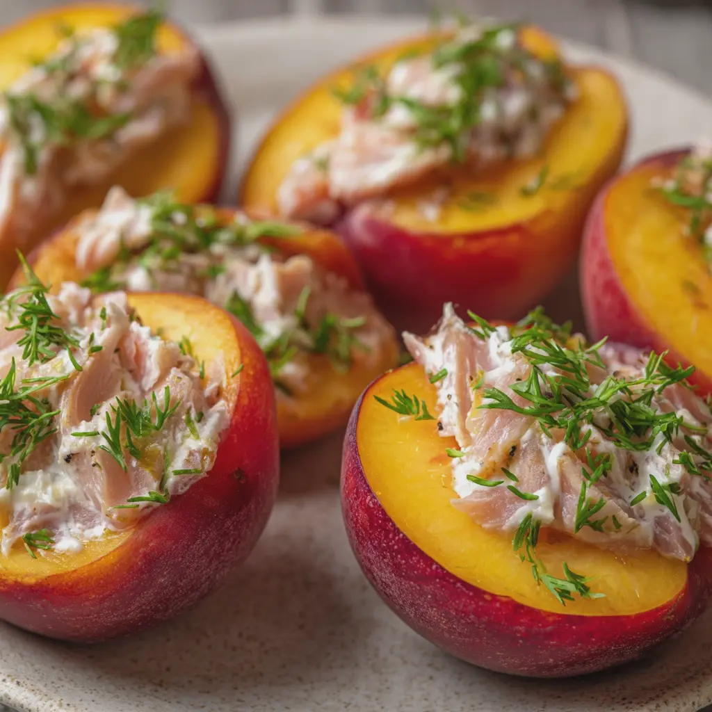 Pêches Farcies au Thon et à la Crème Fraîche