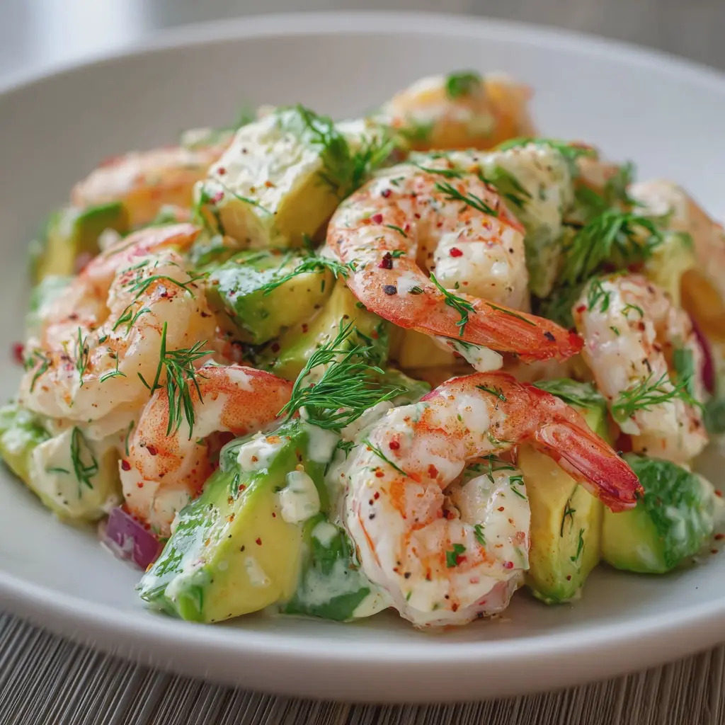 Salade de crevettes et avocat crémeuse