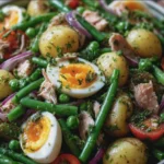 Salade de pommes de terre, haricots verts, thon & œufs