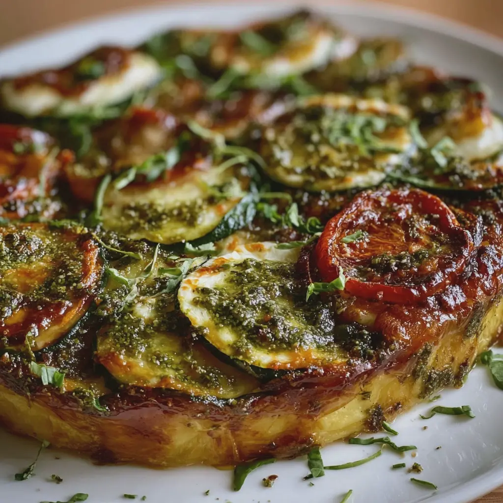 Tarte Tatin de Courgettes, Pesto et Mozzarella