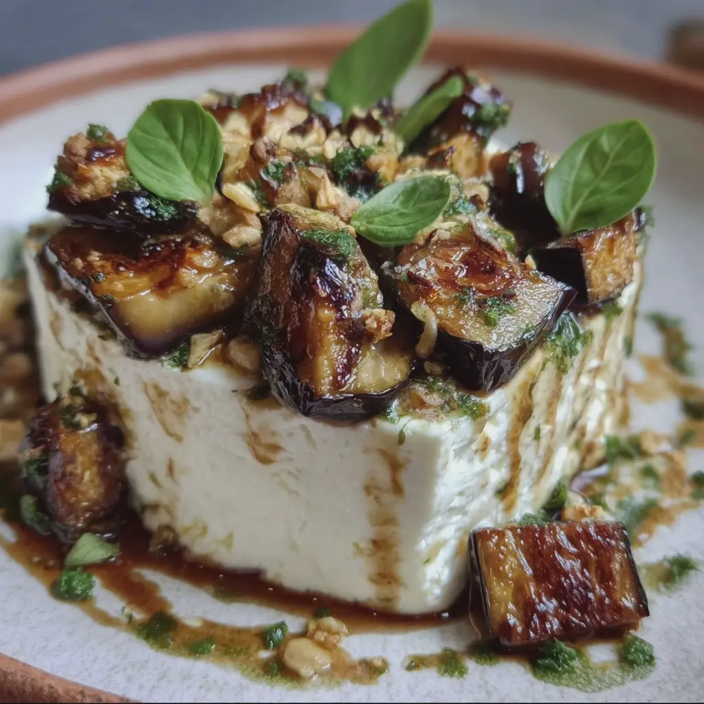 Mousse de Feta au Basilic & Aubergines Fondantes