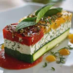Terrine Glacée de Courgettes, Chèvre Frais & Coulis de Tomate