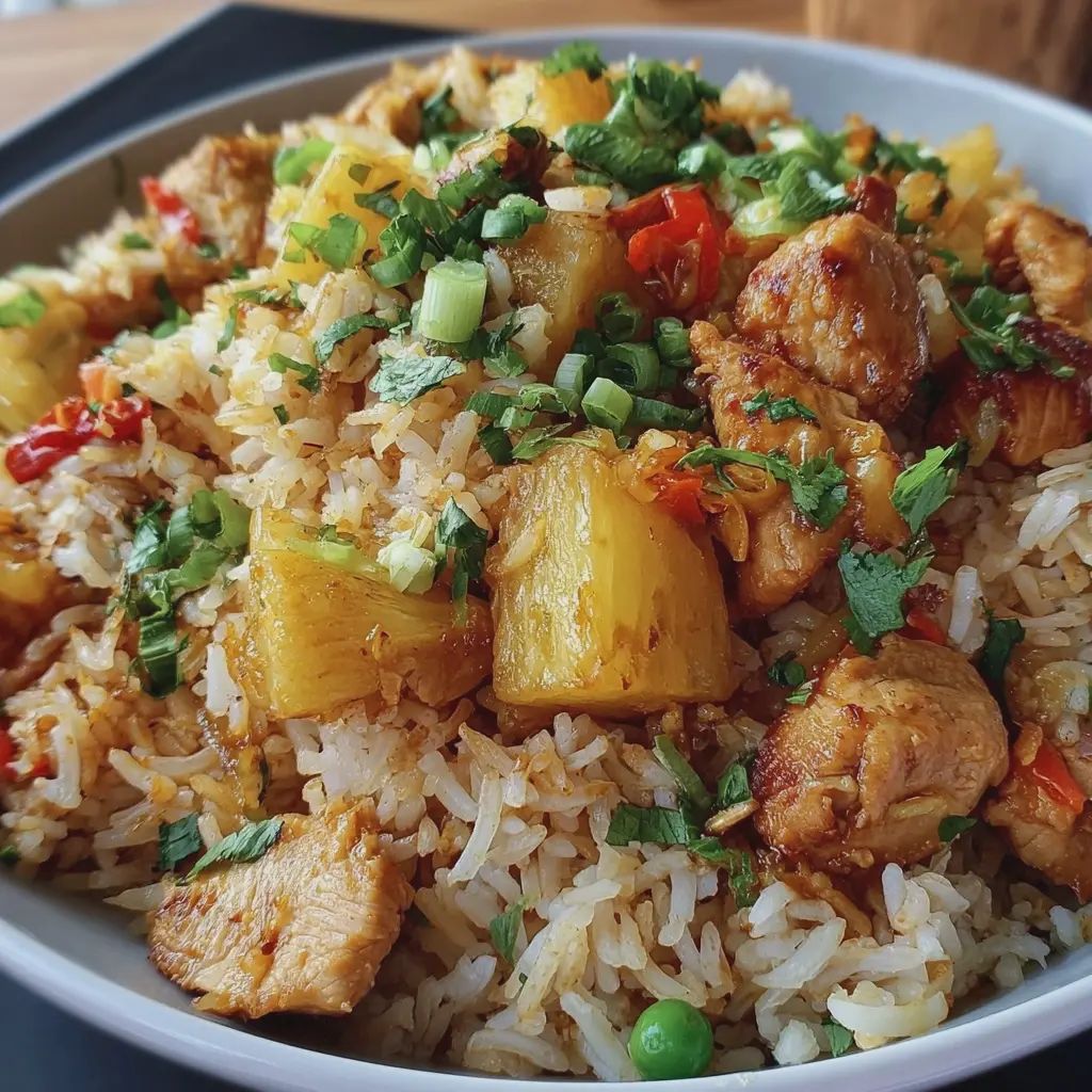 Riz Sauté au Poulet et Ananas