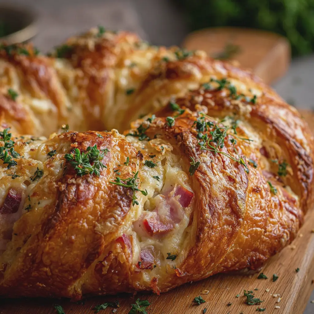 Couronne Feuilletée au Jambon de Poulet et Fromage