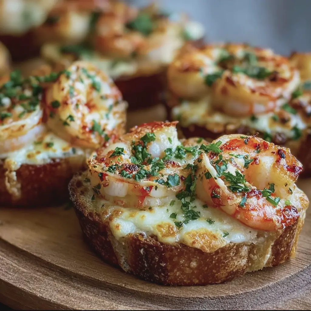 Toasts de crevettes à l'ail au fromage