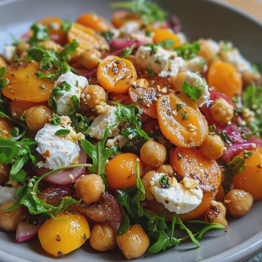 Salade Froide de Pois Chiches, Abricots Rôtis & Chèvre Frais