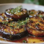 Aubergines fondantes au miel & thym