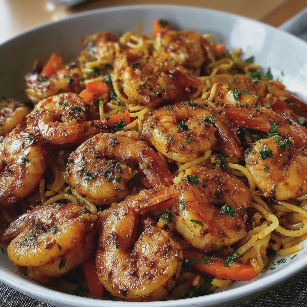 Nouilles Sautées Maison aux Crevettes