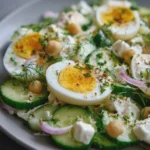 Salade Croquante au Concombre, Œufs et Fromage Blanc