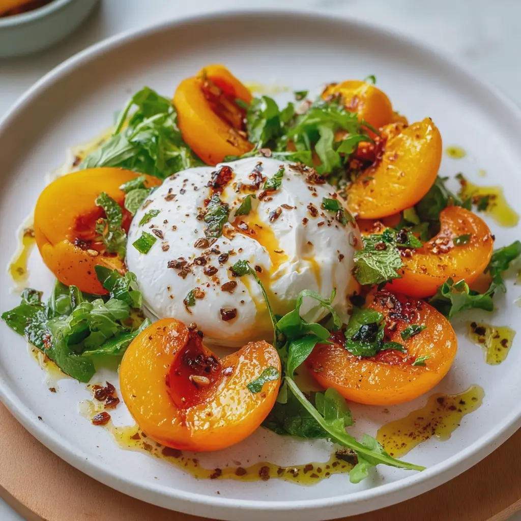 Salade de Burrata aux Abricots Rôtis