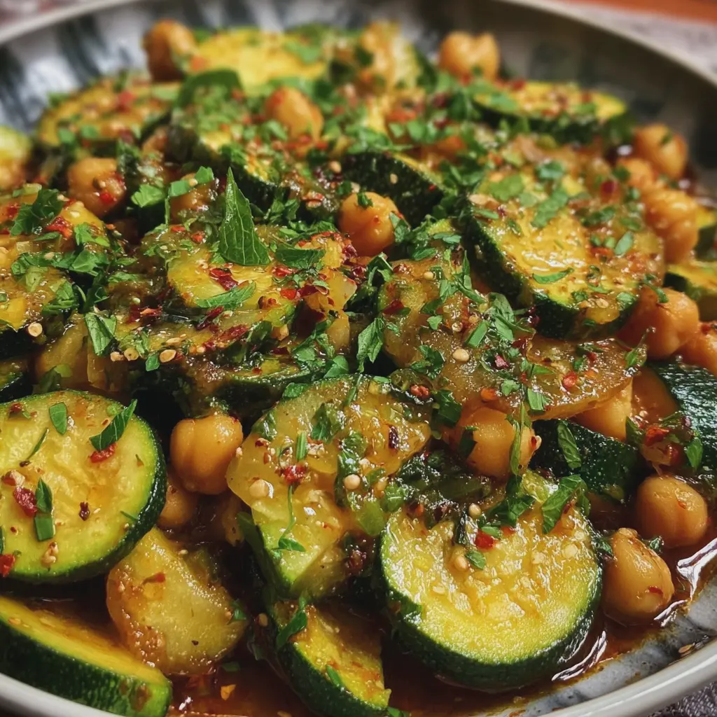Sauté de courgettes et pois chiches à l’orientale