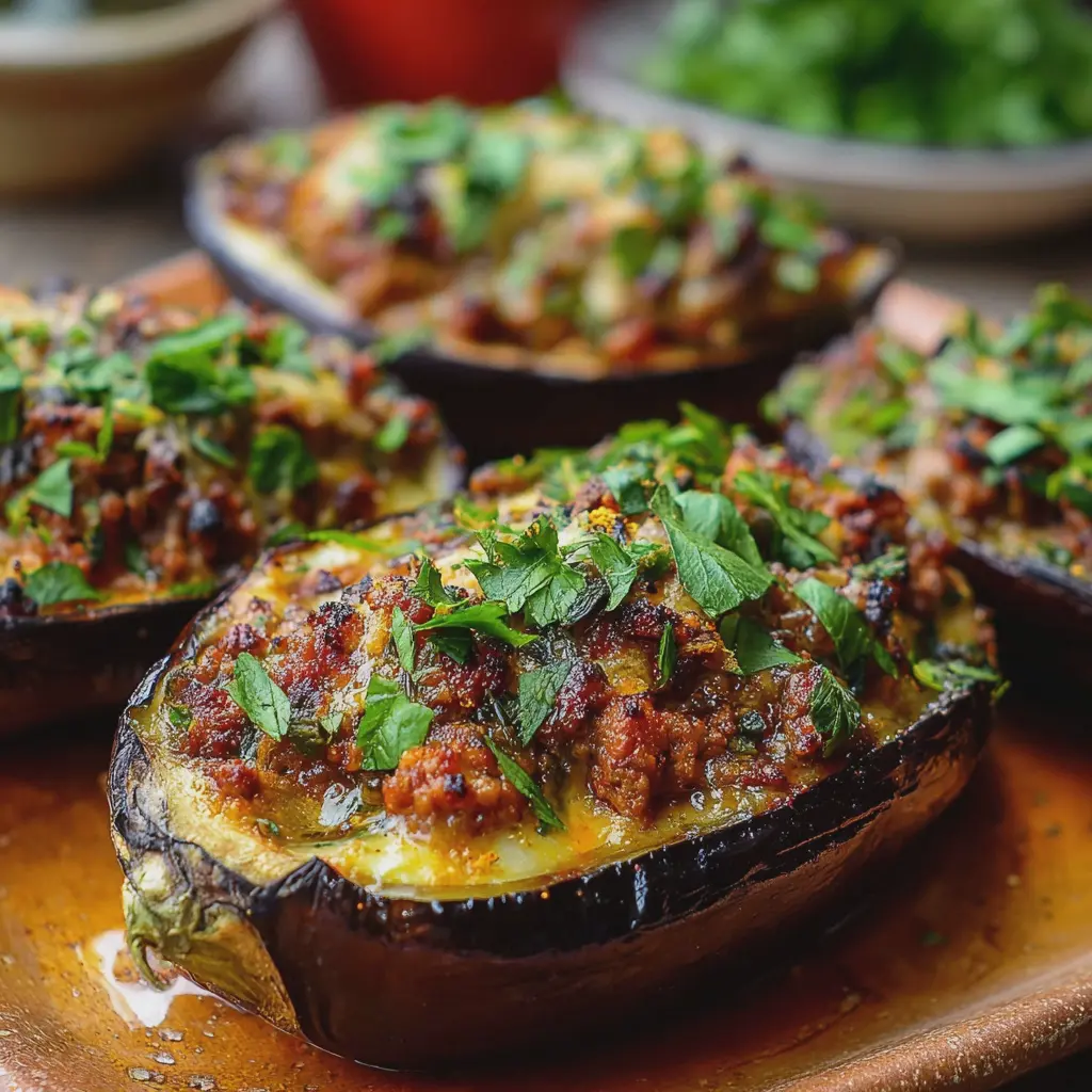 Aubergines Farcies à la Viande Hachée