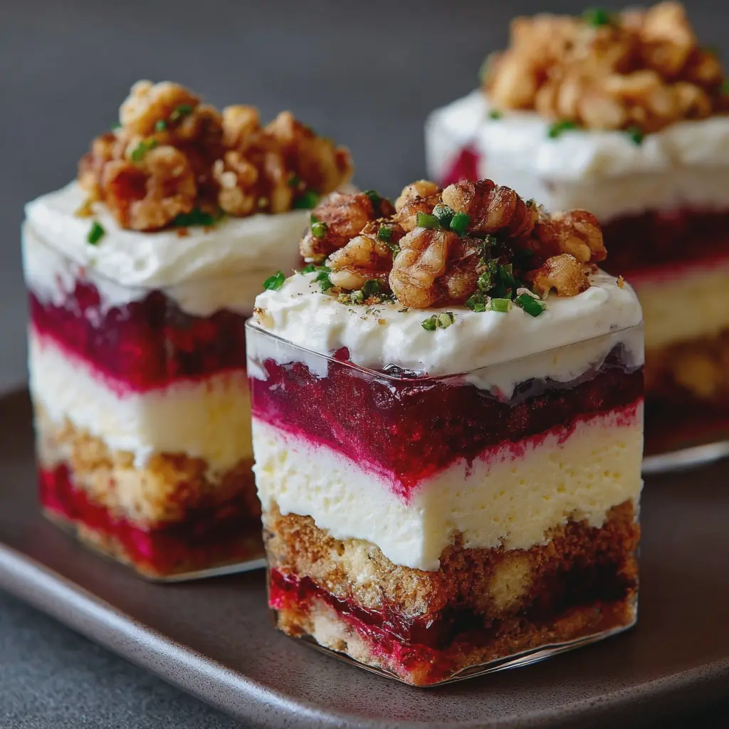 Tiramisu Salé au Chèvre Frais et Betterave en Verrines