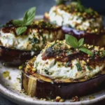 Aubergine Fondante au Four, Farcie Ricotta, Basilic & Pistaches