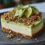 Cheesecake salé avocat, citron vert & crumble de noisettes grillées