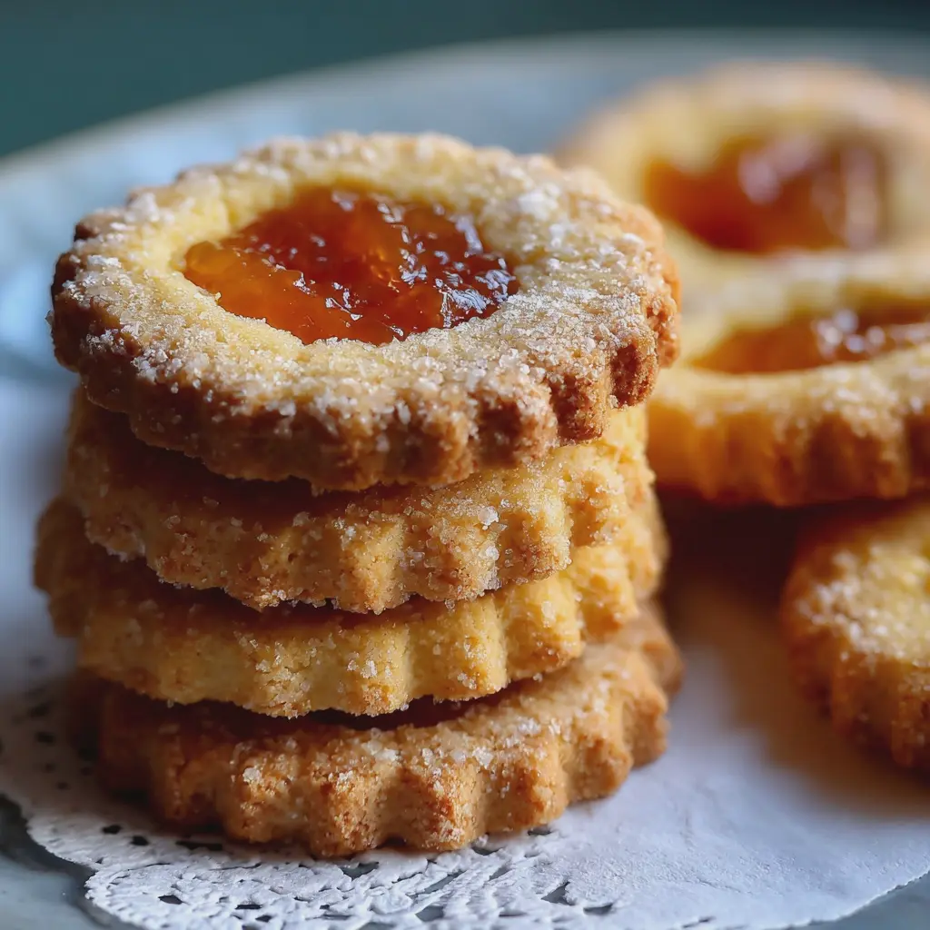 Biscuits sablés aux amandes et confiture d'abricots