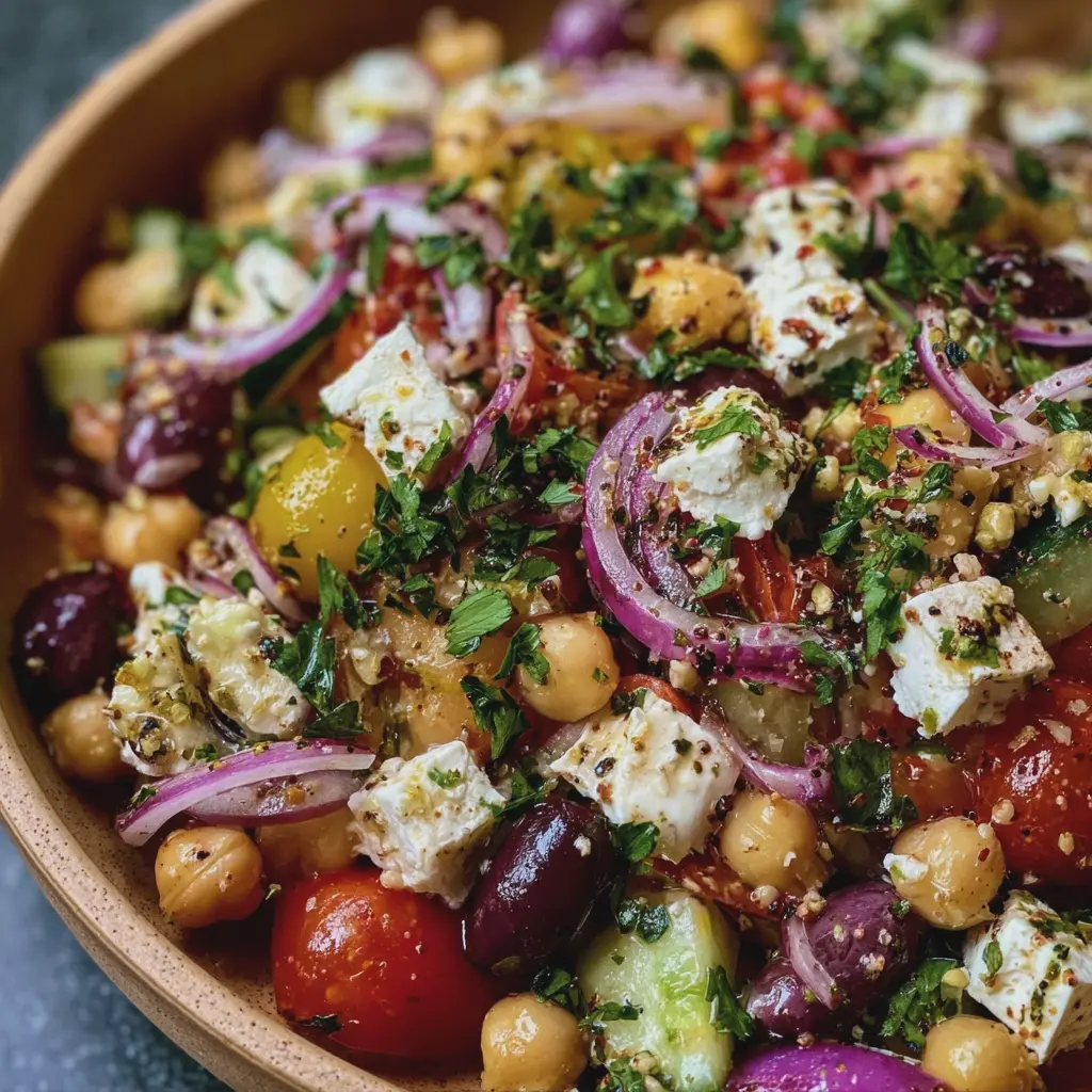 Salade méditerranéenne aux pois chiches et feta
