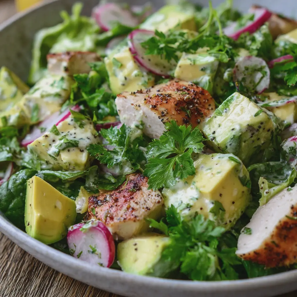 Salade crémeuse au poulet et à l'avocat