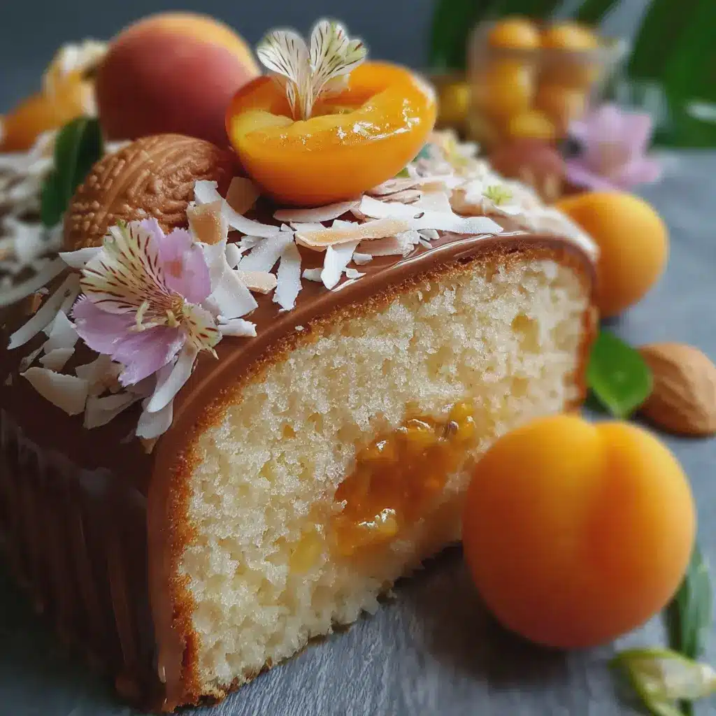 Cake coco–abricot ultra fondant au cœur fruité