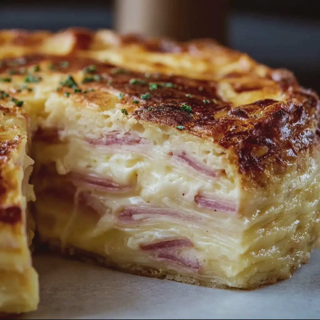 Gâteau de Raclette au Jambon de Poulet