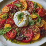 Carpaccio de Tomates Anciennes, Burrata et Filet d'Huile d'Olive