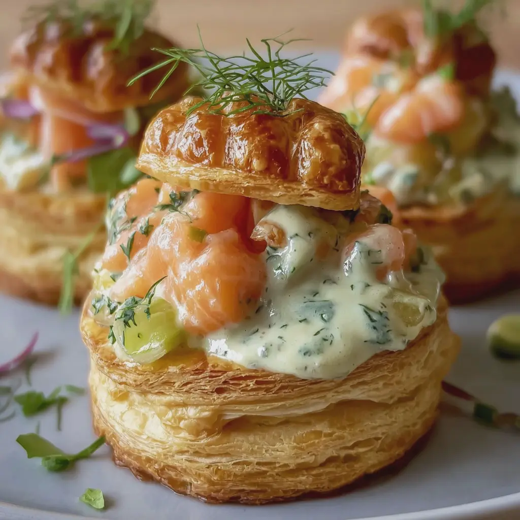 Élégance Terre et Mer : Vol-au-Vent au Saumon et Poireaux Façon Sophie