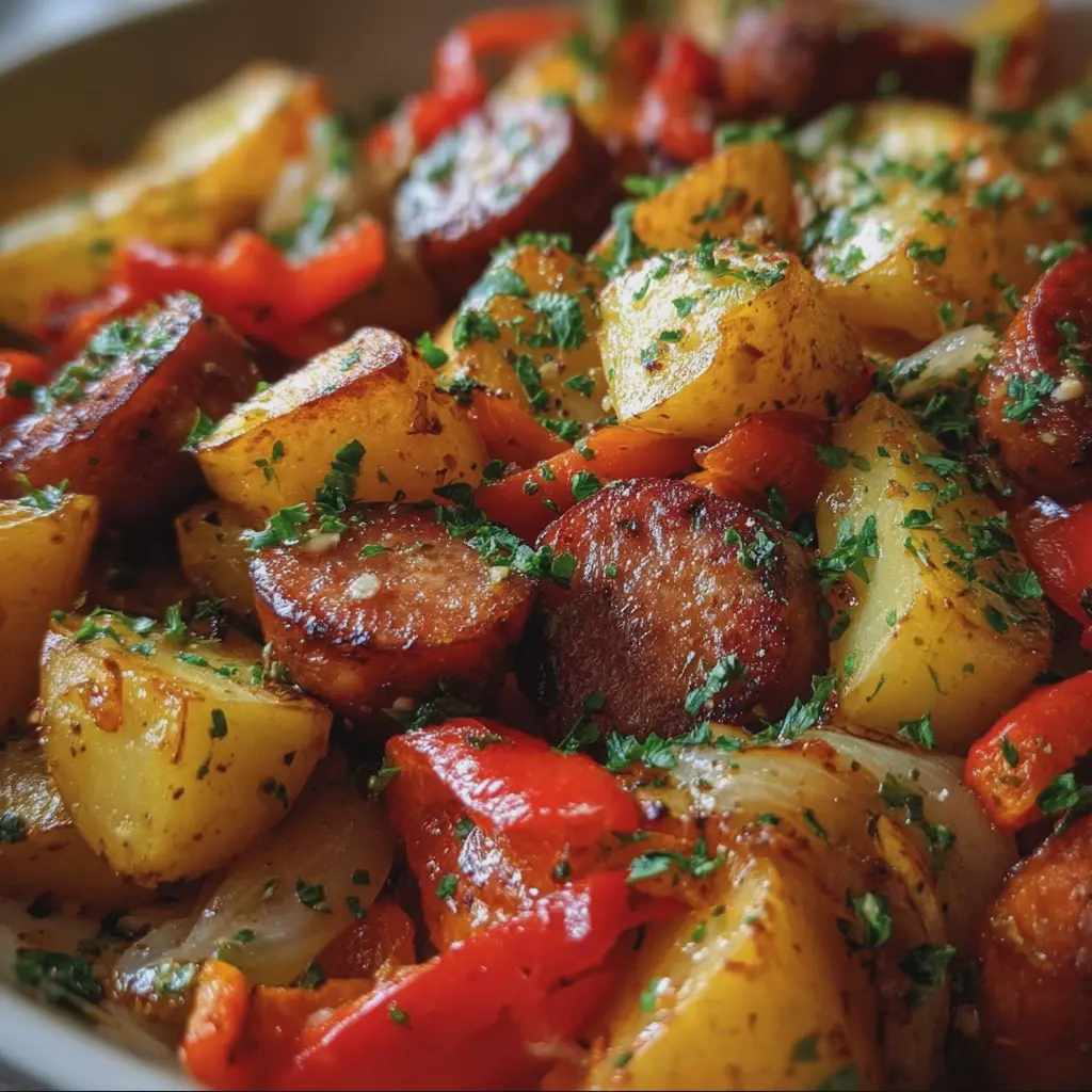 Poêlée de Patates aux Saucisses, Poivrons & Oignons