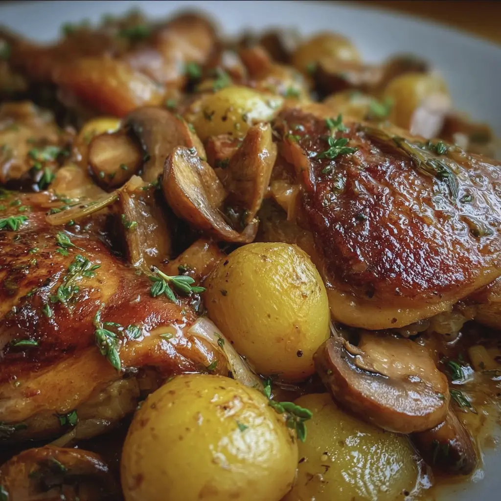 Cuisses de canard aux champignons et pommes de terre