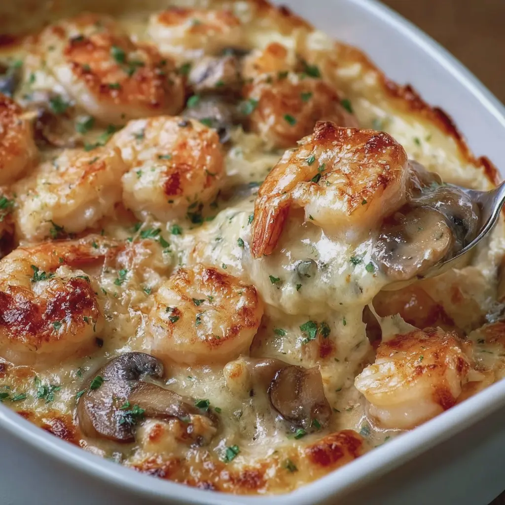 Gratin de Crevettes & Champignons