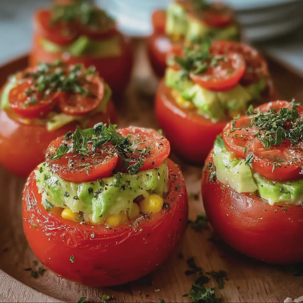 Tomates Farcies à l’Avocat, Maïs et Surimi
