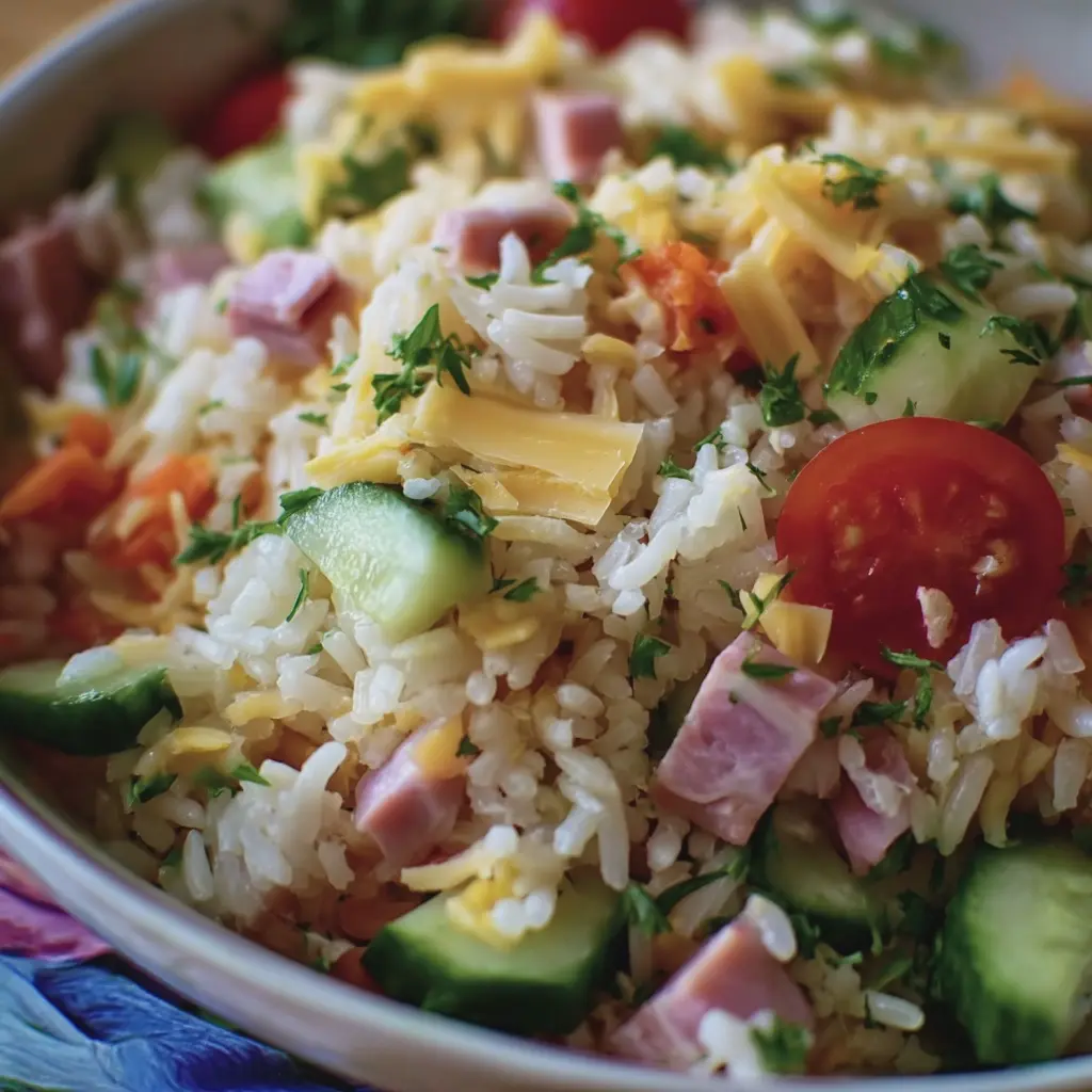 Salade de Riz au Jambon, Concombre et Gruyère