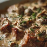 Émincé de bœuf à la crème et aux champignons