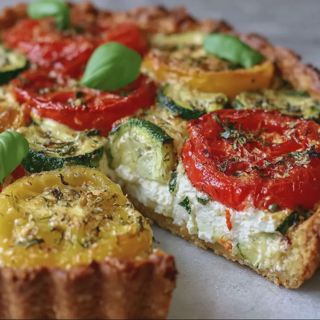 Tarte légère aux courgettes, tomates et chèvre