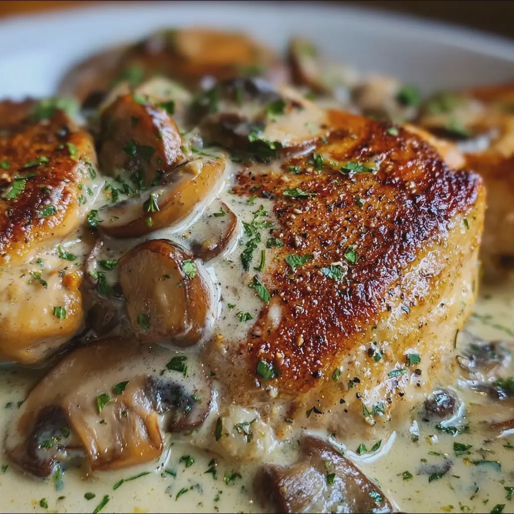Poulet à la crème et aux champignons