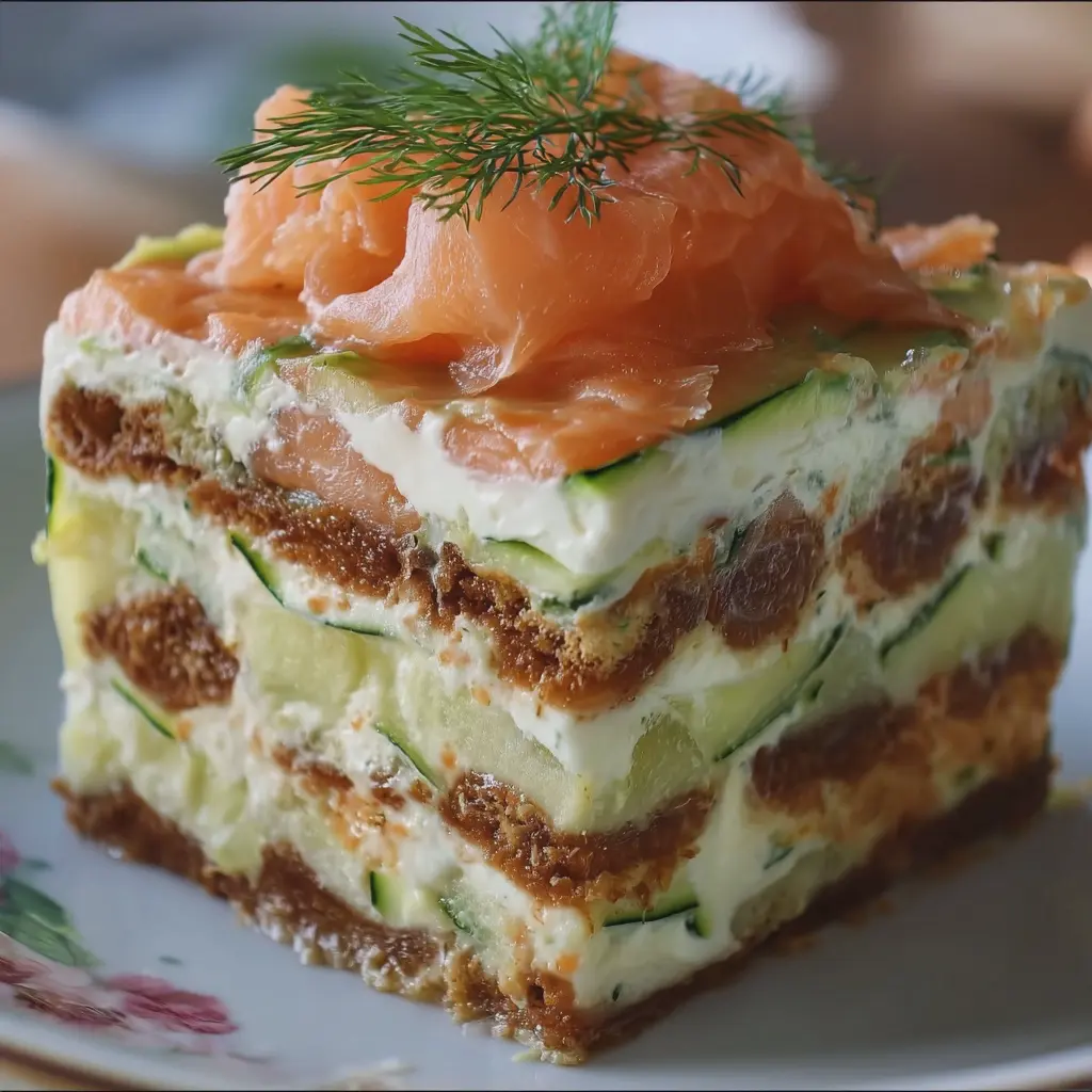 Tiramisu salé aux courgettes et saumon fumé