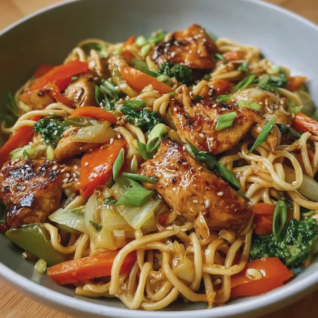 Nouilles Sautées au Poulet et aux Légumes
