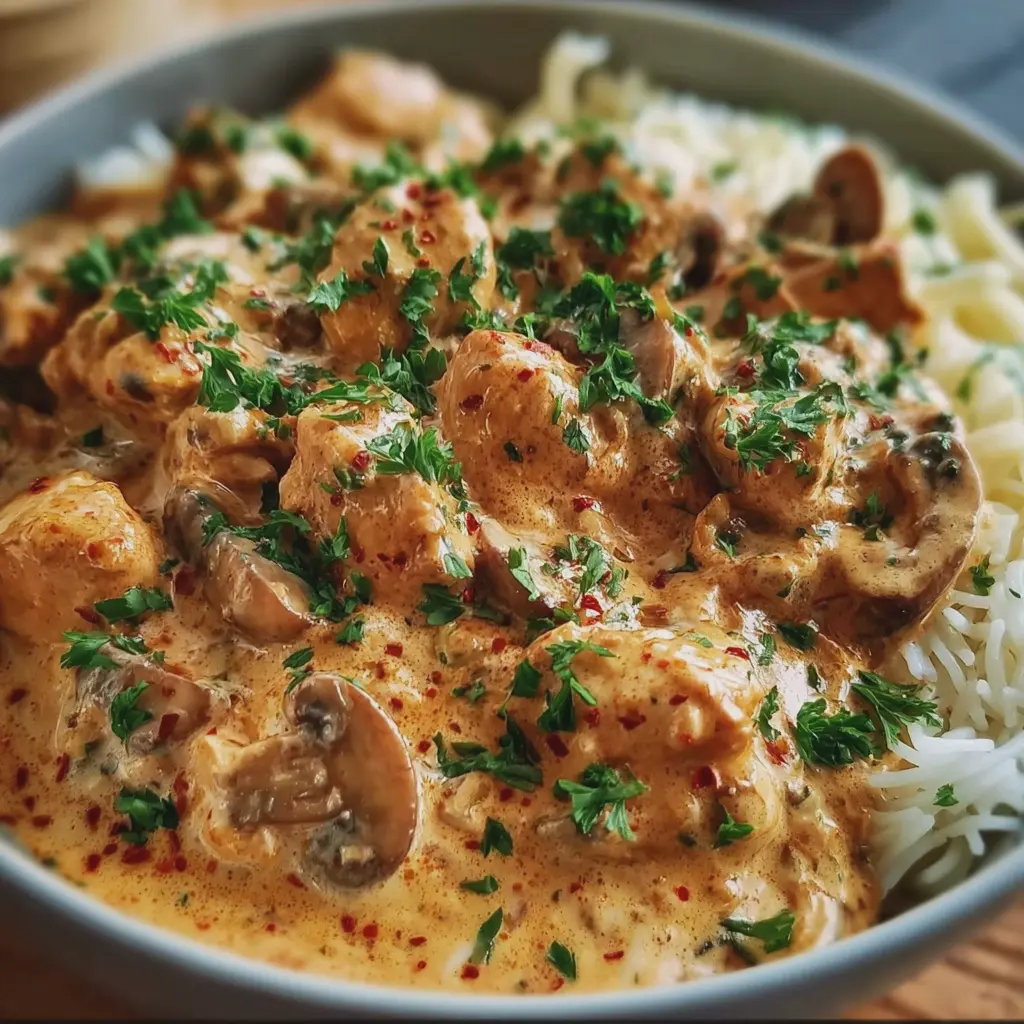 Poulet Stroganoff crémeux aux champignons et paprika
