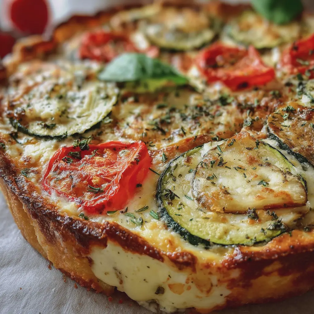 Tarte de Légumes à la Mozzarella, Fondante et Gratinée