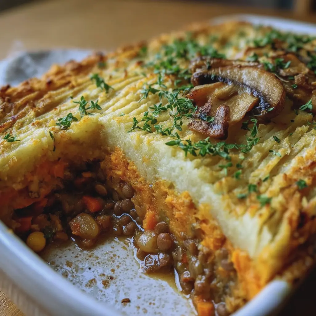 Parmentier de Patate Douce, Lentilles & Champignons