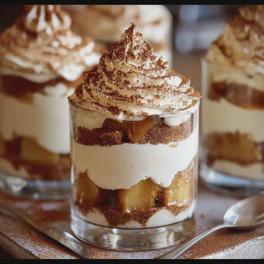 Verrines Pommes Caramélisées & Crème Mascarpone Vanillée Façon Tiramisu