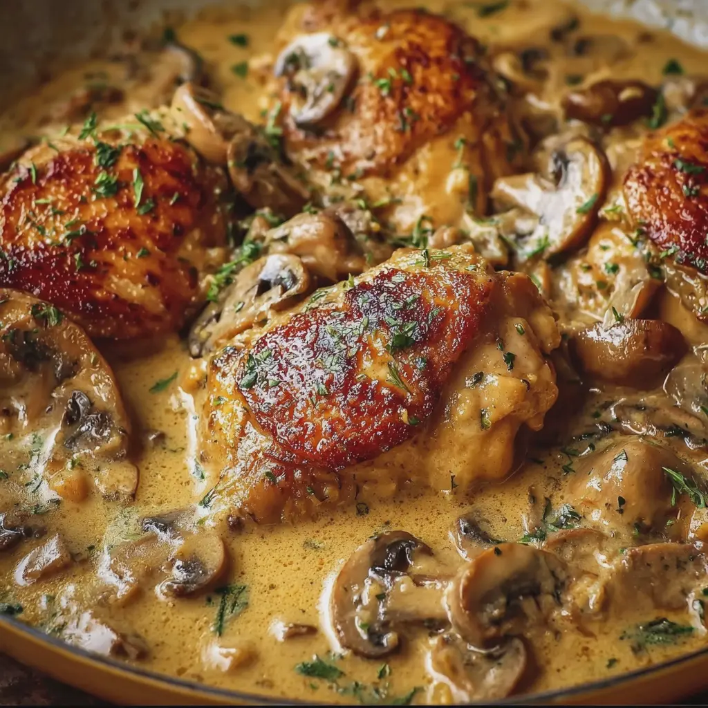 Poulet aux Champignons et à la Sauce Crémeuse