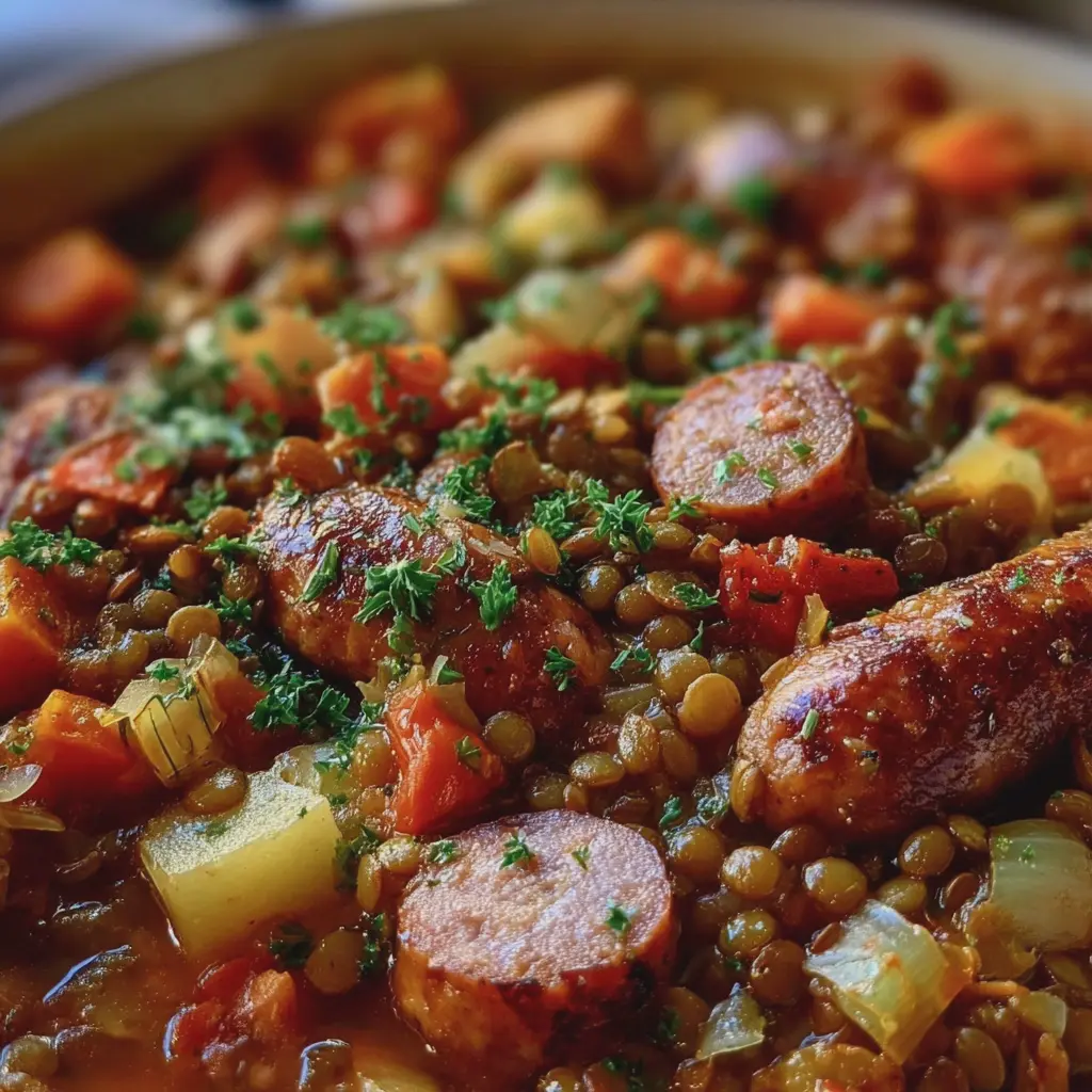 Mijoté de Lentilles aux Saucisses & Légumes